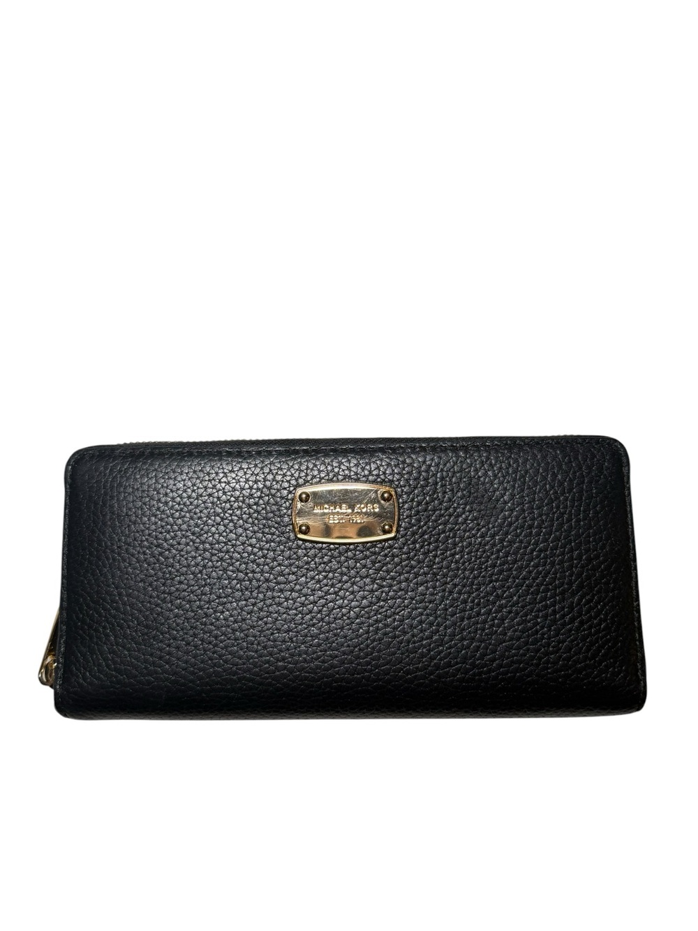Michael Kors Jet Set Travel Black Pebbled Leather Zip-Around Continental Wallet